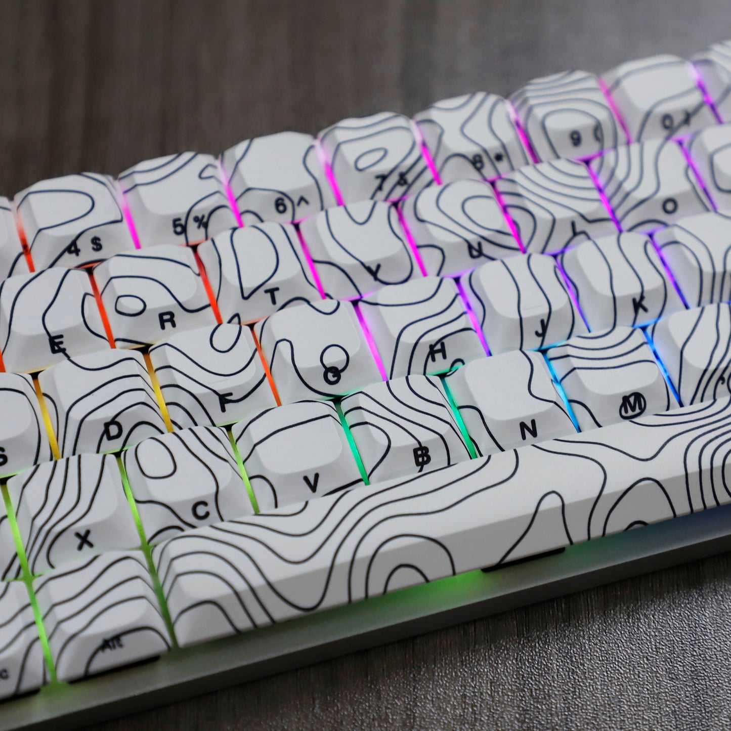 YMDK 131 Blcak Contour Lines Low Profile PBT Double Shot Keycaps for MX Mechanical Keyboards