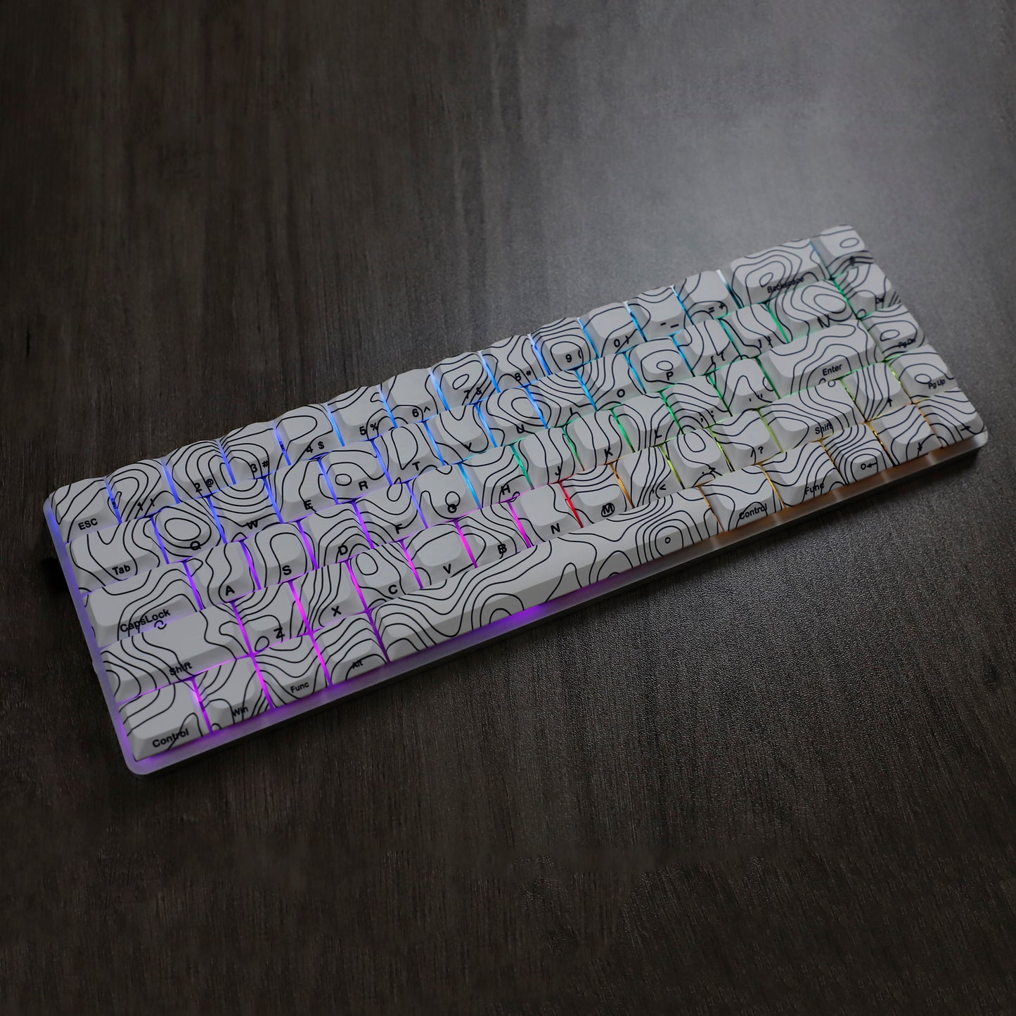 YMDK 131 Blcak Contour Lines Low Profile PBT Double Shot Keycaps for MX Mechanical Keyboards