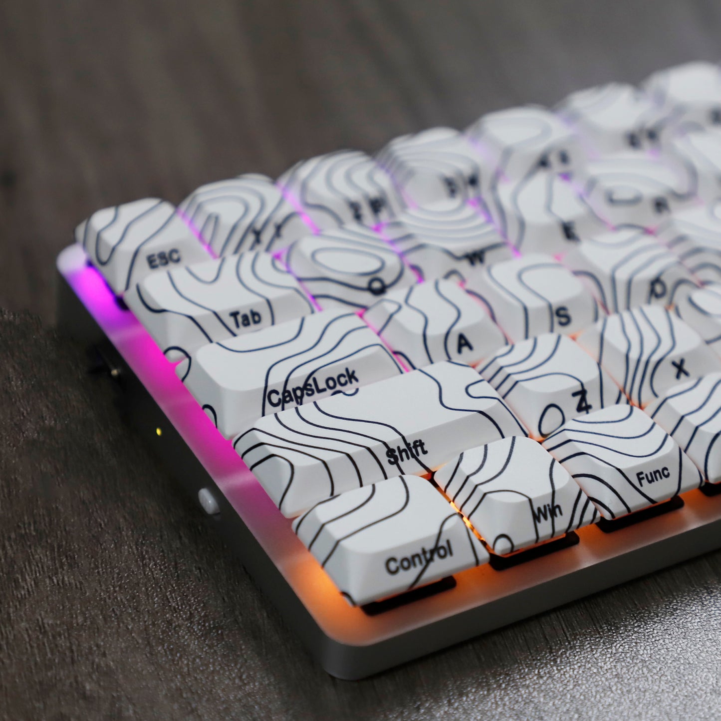 YMDK 131 Blcak Contour Lines Low Profile PBT Double Shot Keycaps for MX Mechanical Keyboards