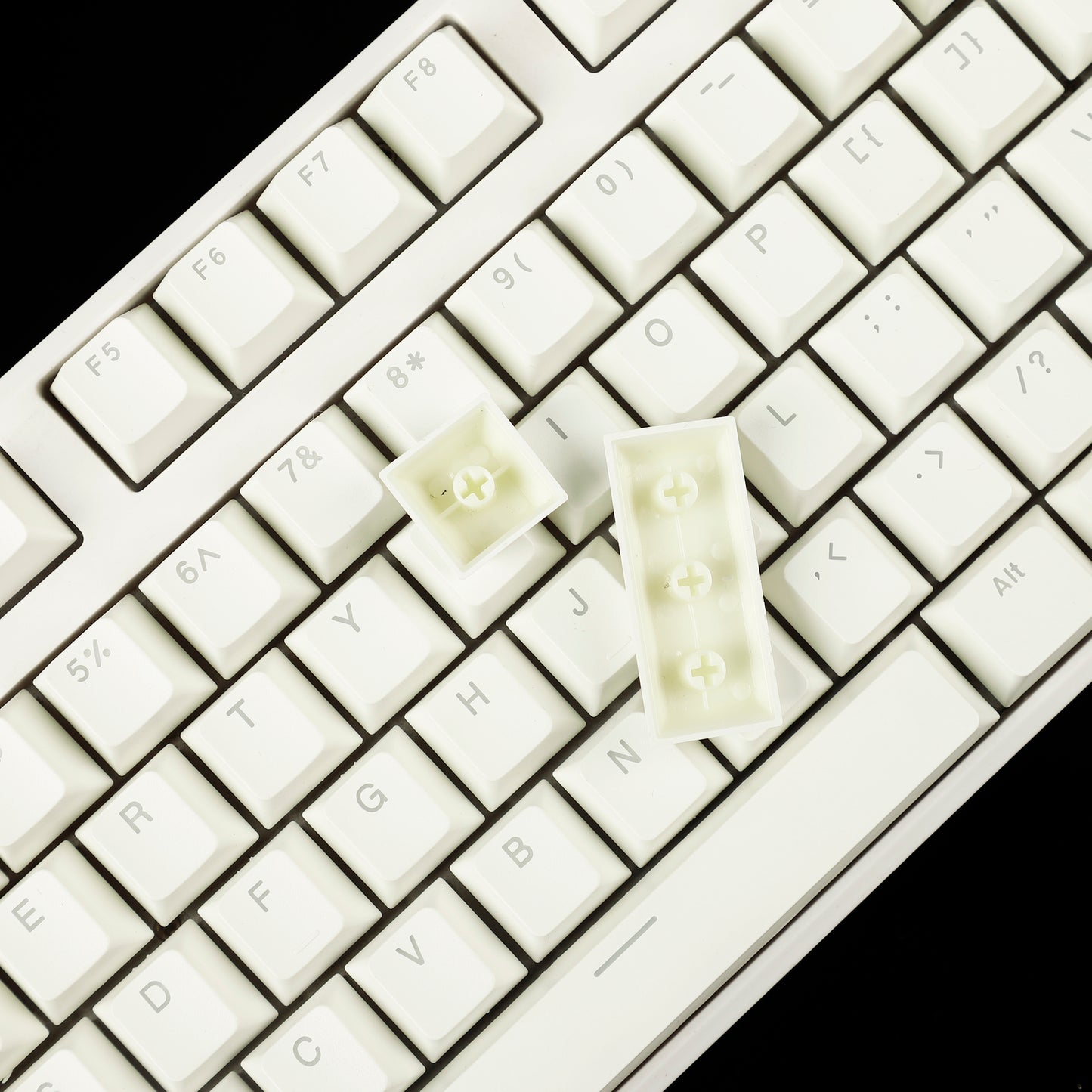 YMDK Black White Cherry Profile PBT Double Shot 104 108 Top Print Shine Through Translucent Backlit keycap