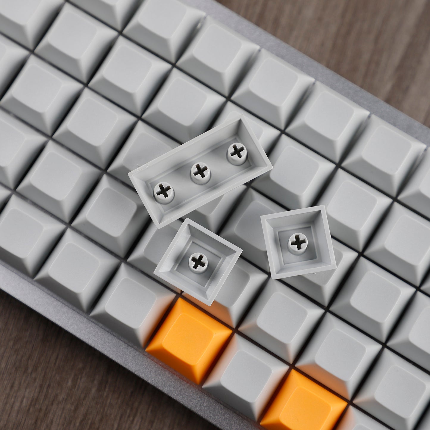 YMDK DSA Profile Gray Orange 107 Keycaps(Dye Sub PBT 1.4mm Thickness/Ortholinear XD75 ID75 Planck Preonic Niu40 Using)