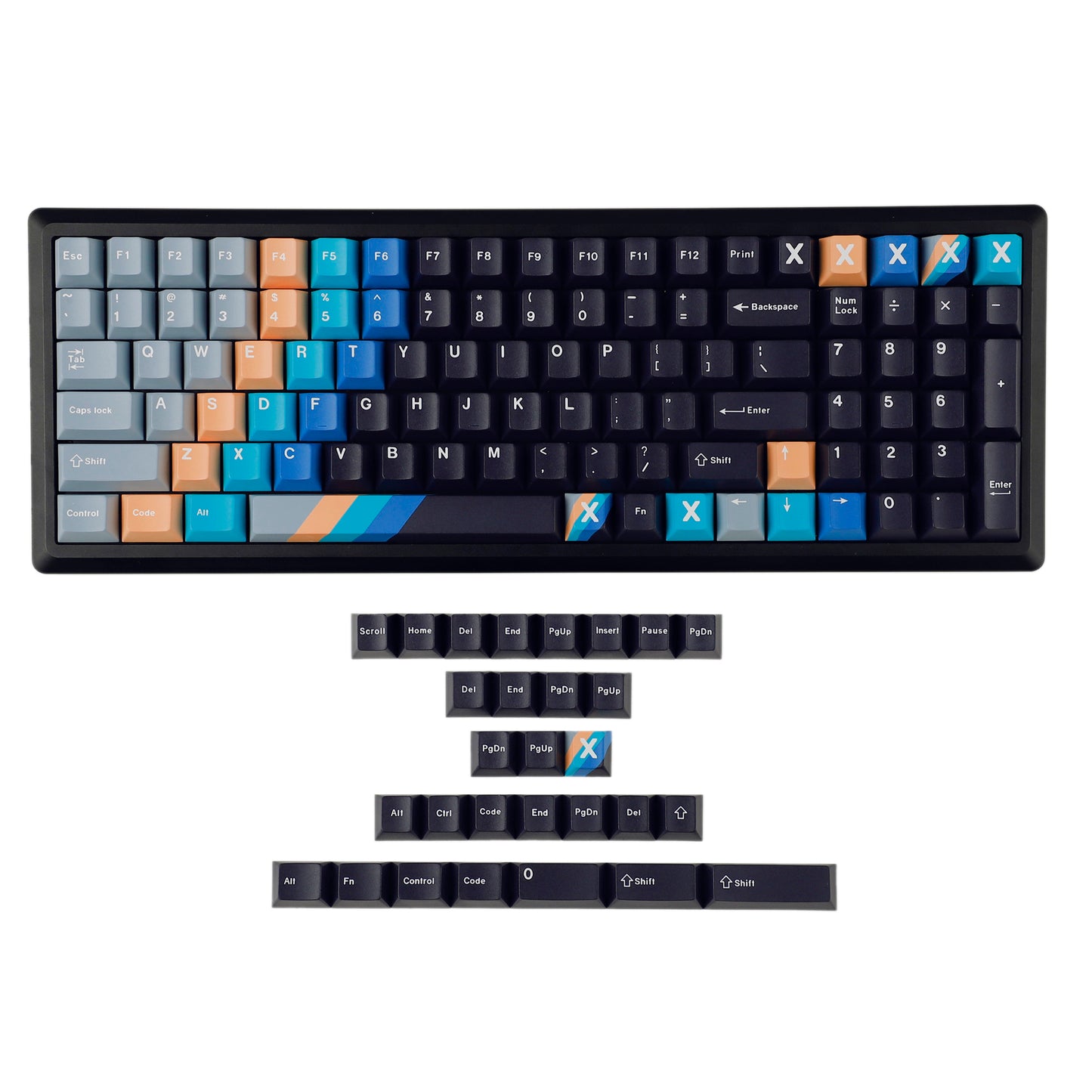 YMDK 1988 Gradient 129 keys Cherry Profile Keycaps Gaming Keyboard PBT For MX Switch Mechanical Keyboard