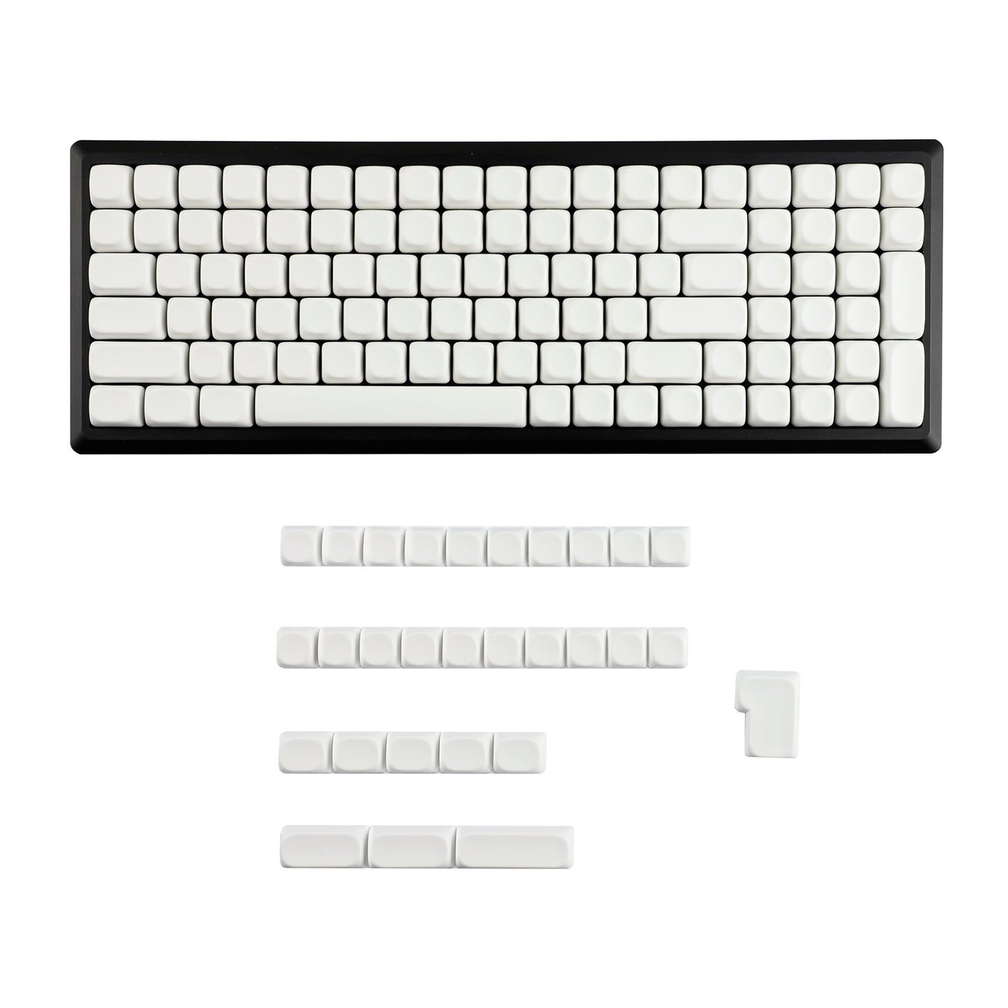 YMDK Pure White MOA Profile Keycap 129 Key Simple Style PBT Dye Sublimation Custom Keycaps for 61/68/84/87/98/104/108 MX Mechanical Keyboard
