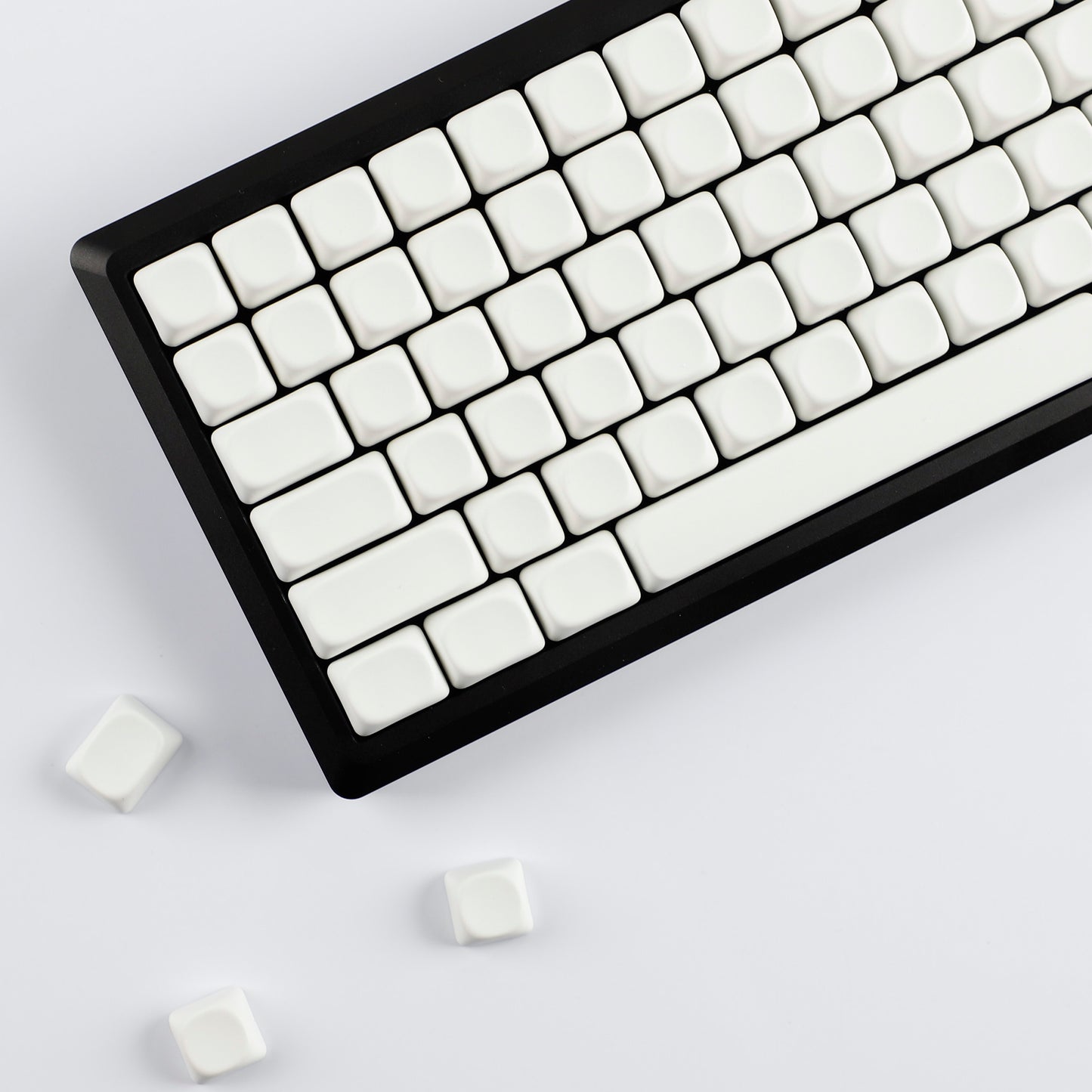 YMDK Pure White MOA Profile Keycap 129 Key Simple Style PBT Dye Sublimation Custom Keycaps for 61/68/84/87/98/104/108 MX Mechanical Keyboard