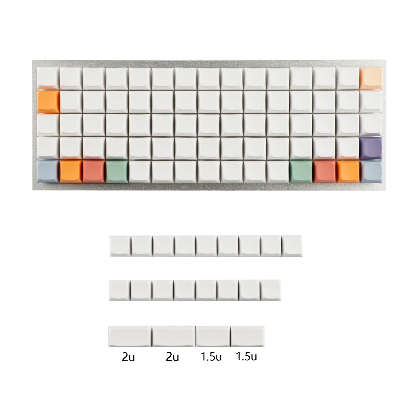 YMDK Colorful theme Dye-Sub Top print Blank XDA Keycap 1.7mm PBT For MX Switches 40% ID75 Split36 Split46 Keyboard Planck YMD40v2 Niu40
