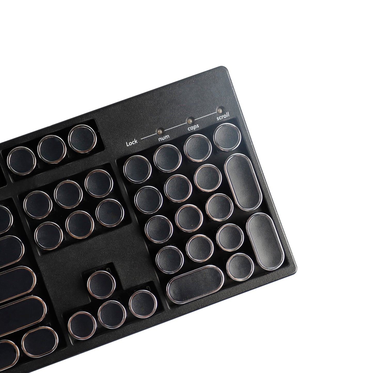YMDK 104 Retro Electroplating Punk Typewriter Silver Round Blank Keycap for MX Mechanical Keyboard 61 75 87 104 Niu40 ID75 Corne Split46 36