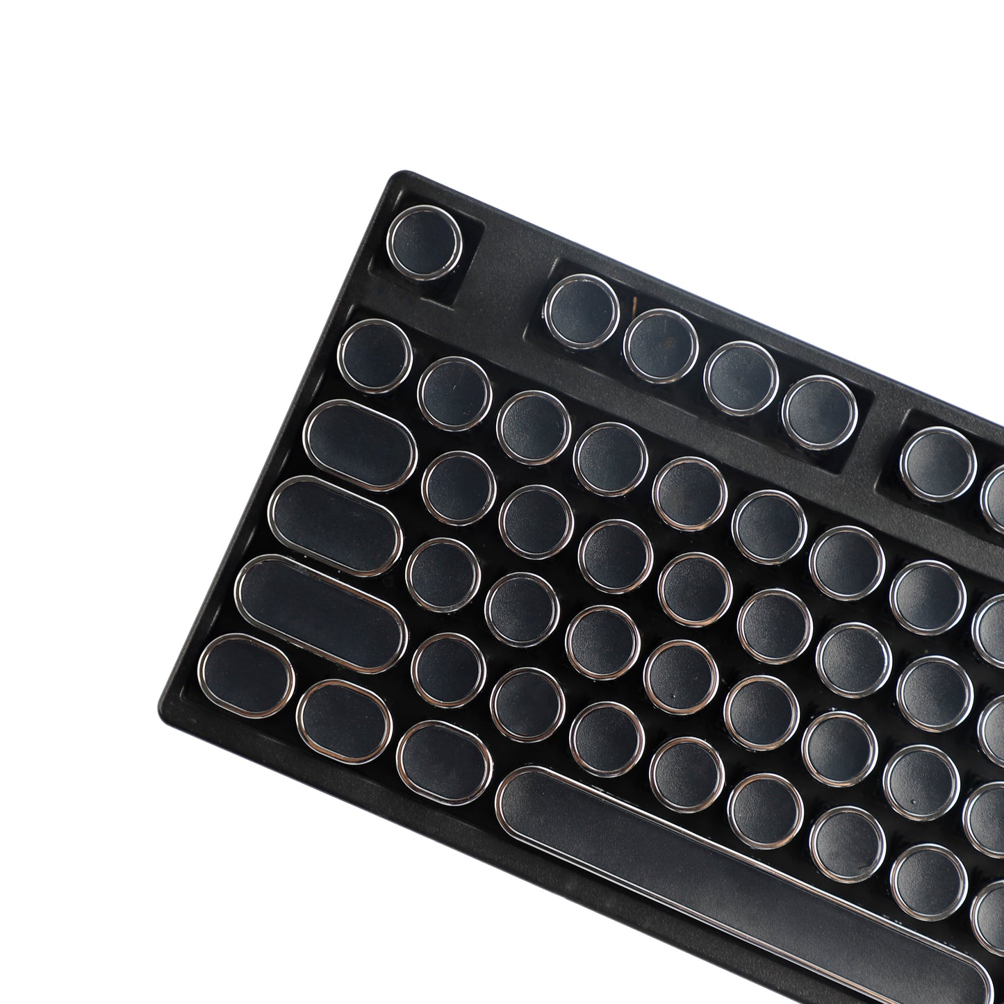 YMDK 104 Retro Electroplating Punk Typewriter Silver Round Blank Keycap for MX Mechanical Keyboard 61 75 87 104 Niu40 ID75 Corne Split46 36