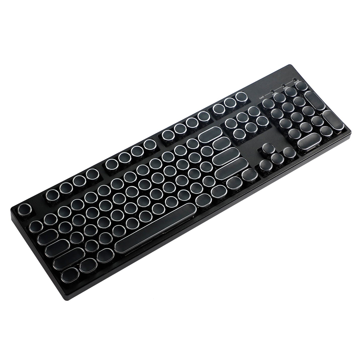 YMDK 104 Retro Electroplating Punk Typewriter Silver Round Blank Keycap for MX Mechanical Keyboard 61 75 87 104 Niu40 ID75 Corne Split46 36
