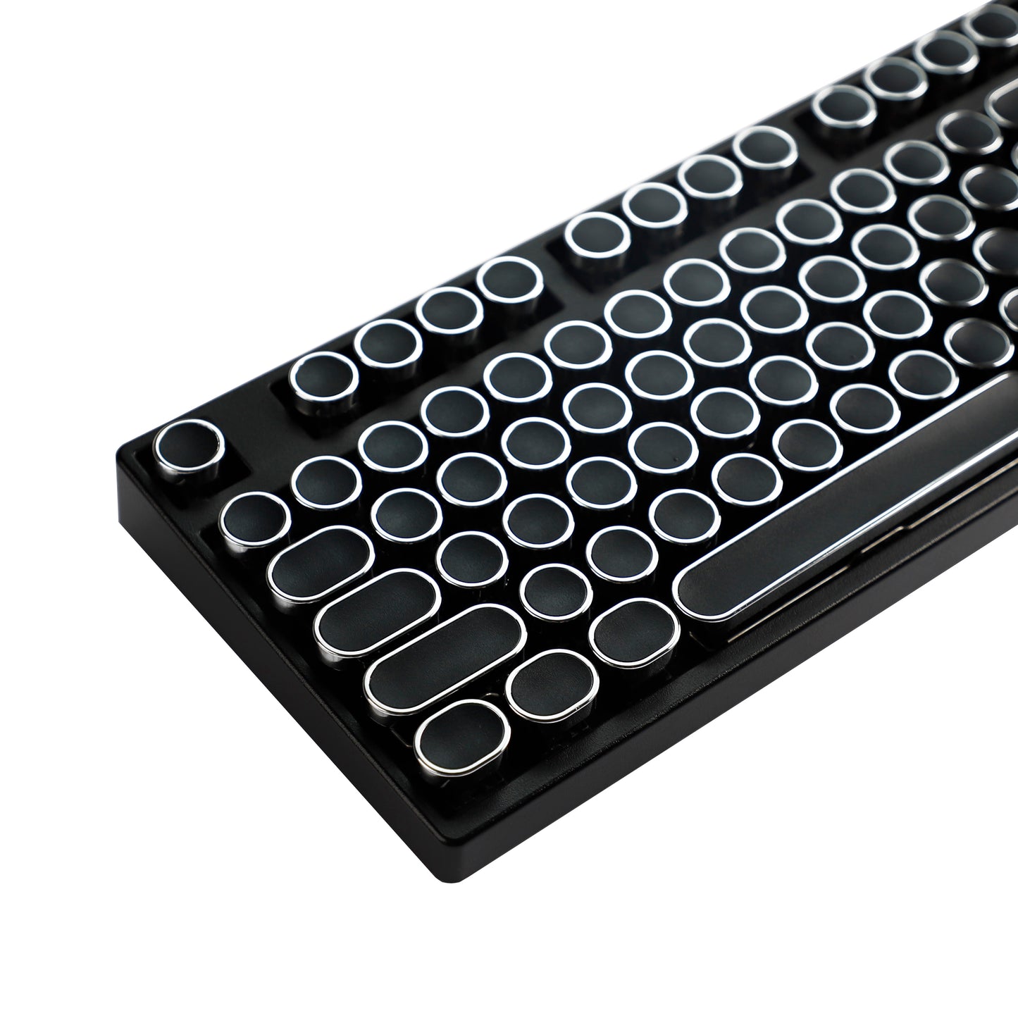 YMDK 104 Retro Electroplating Punk Typewriter Silver Round Blank Keycap for MX Mechanical Keyboard 61 75 87 104 Niu40 ID75 Corne Split46 36