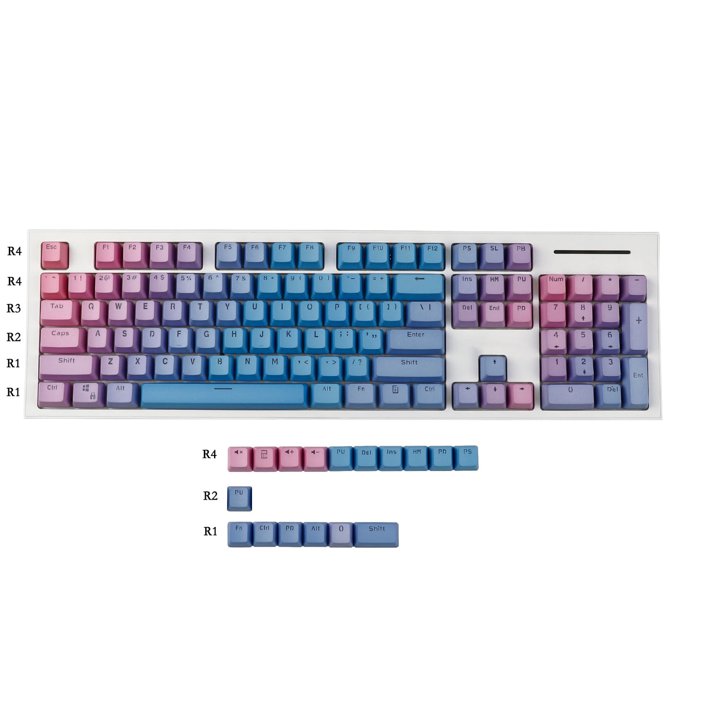 YMDK Sunset Theme Doubleshot Backlit 121 Keycaps(OEM Profile PBT )