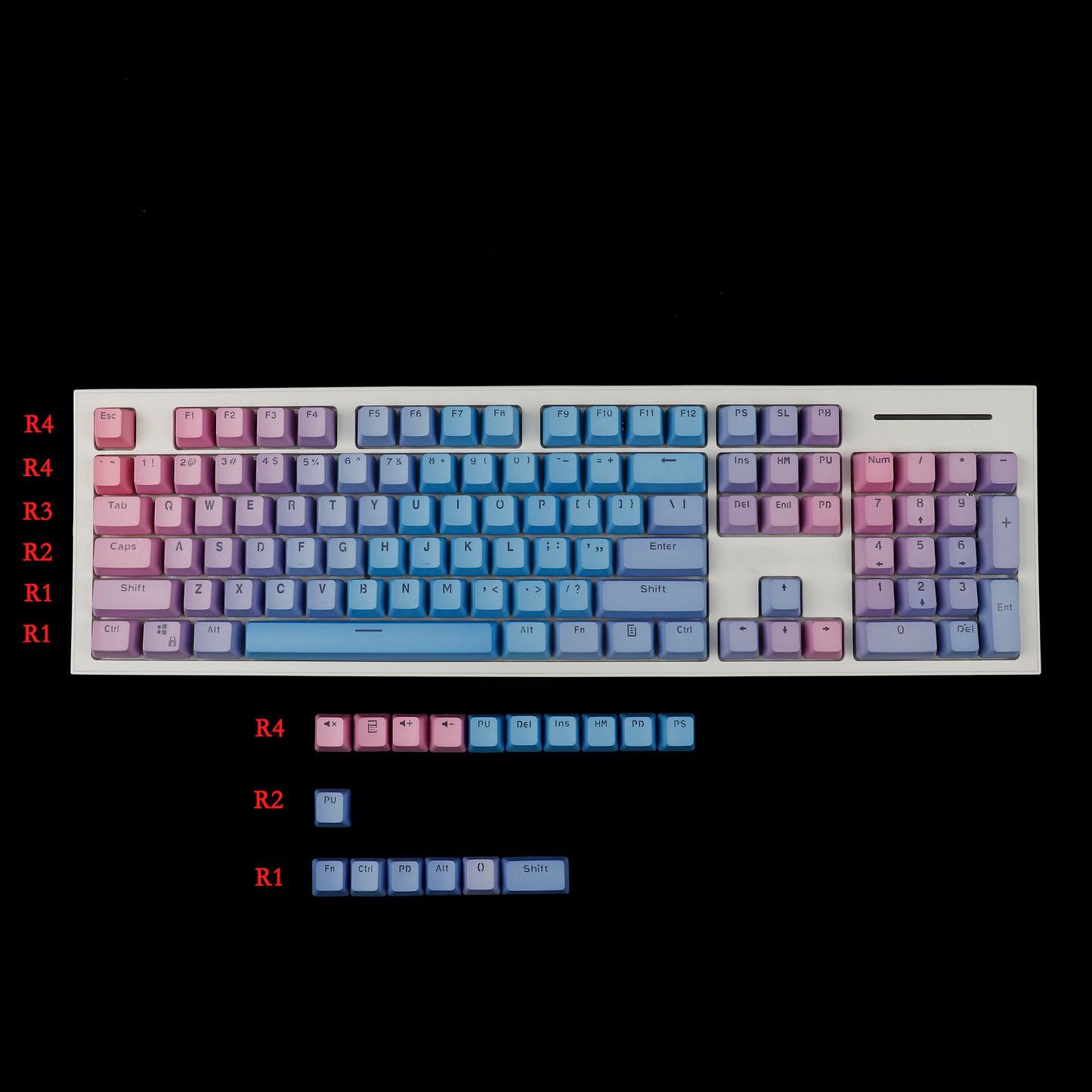 YMDK Sunset Theme Doubleshot Backlit 121 Keycaps(OEM Profile PBT )