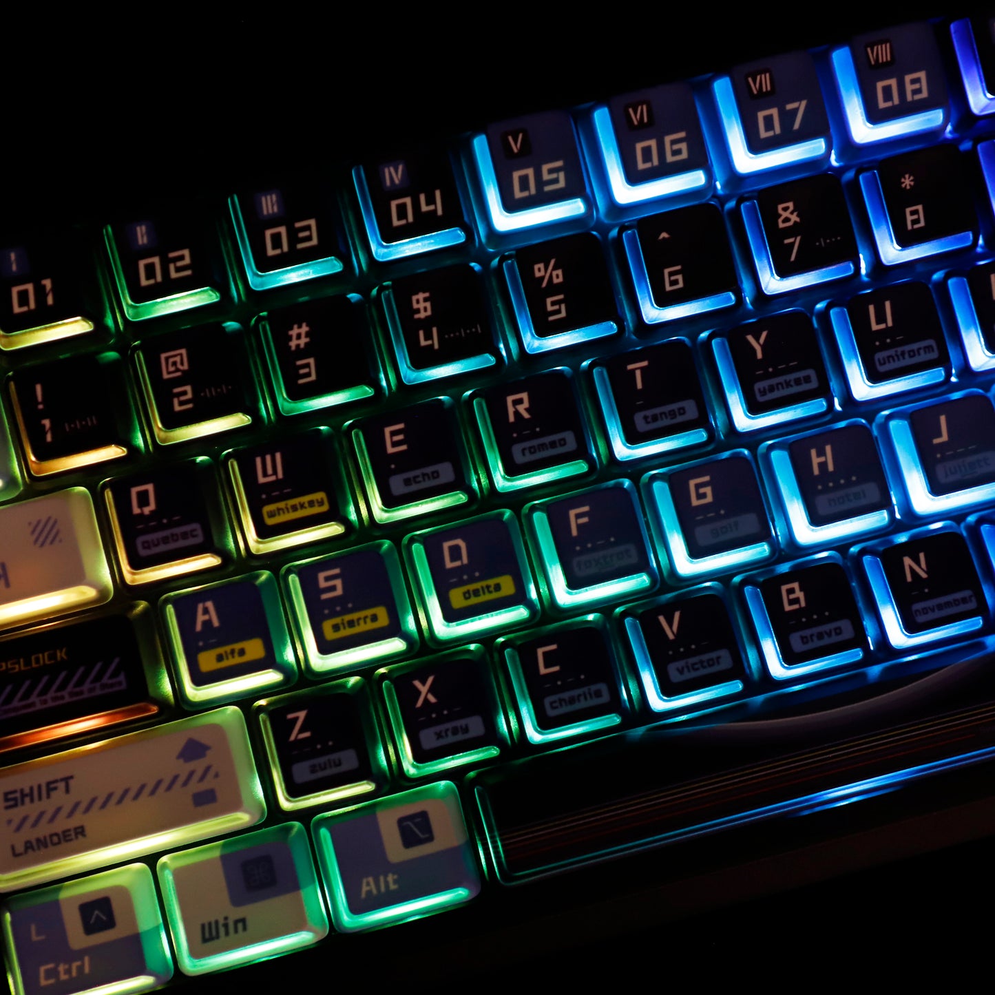 YMDK Future Theme Keycaps PBT PC Transparent Dye Sublimation Cherry Profile Key capfor Mechanical Keyboard