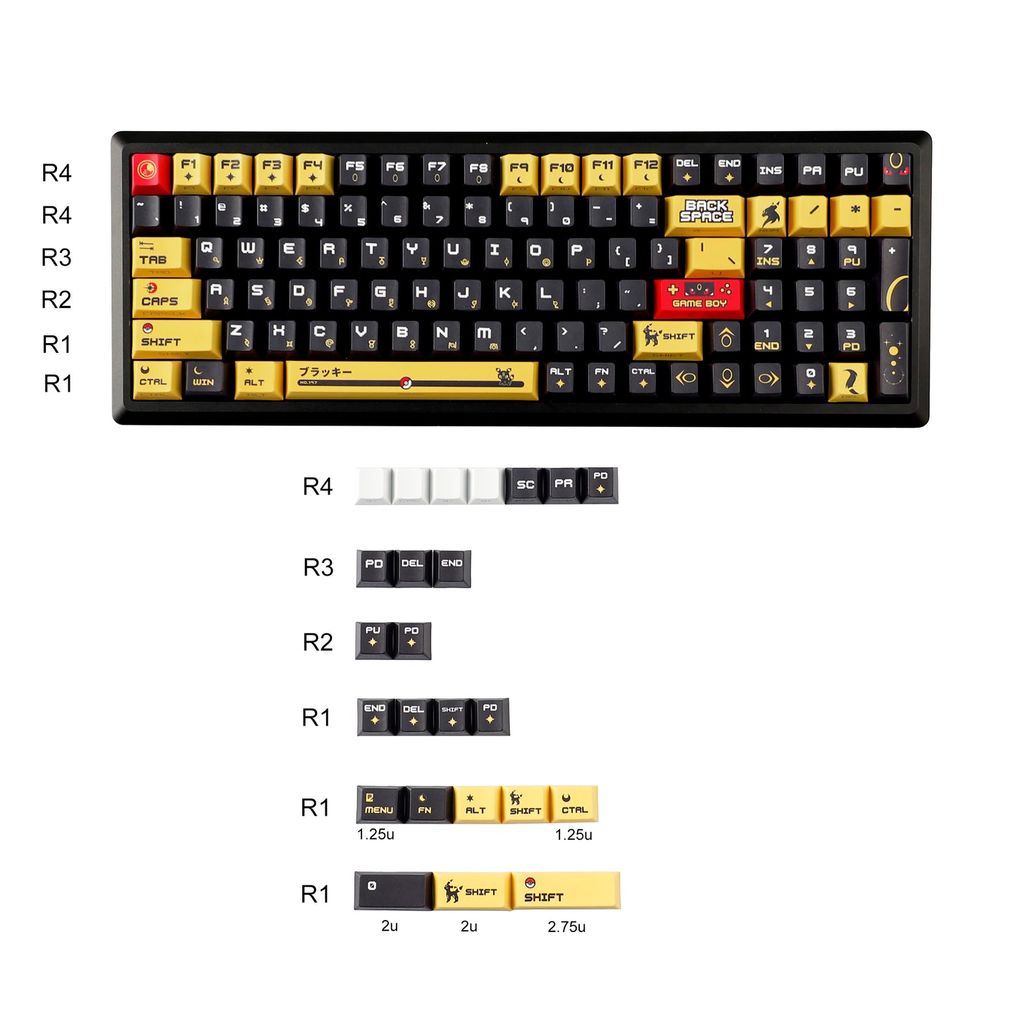 YMDK Elf Baby Theme Keycaps 124 Keys Side-lit Top Print Five-side Dye Sub PBT Cherry Profile Custom keycap for 61/68/84/87/98/104/108 MX Mechanical Keyboard