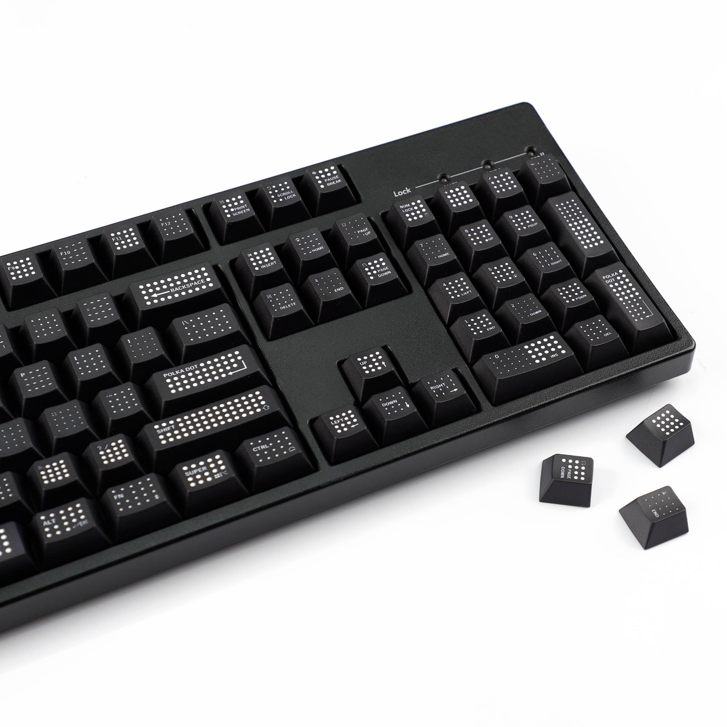 YMDK Polka Dot 143 keys Keycaps Black Frosted Cherry Profile PBT Print Keycap for 61/68/84/87/98/104/108 MX Mechanical Keyboard