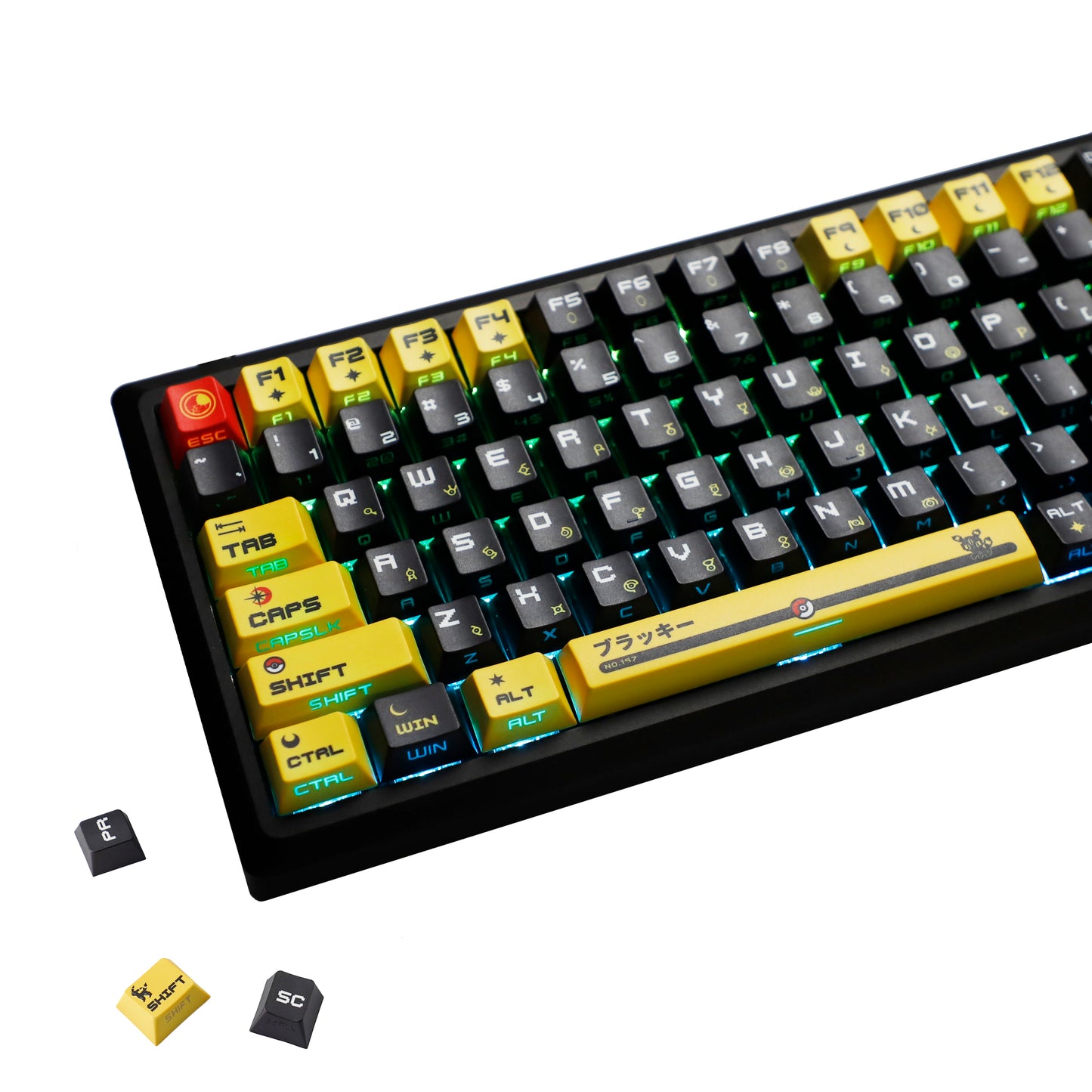 YMDK Elf Baby Theme Keycaps 124 Keys Side-lit Top Print Five-side Dye Sub PBT Cherry Profile Custom keycap for 61/68/84/87/98/104/108 MX Mechanical Keyboard