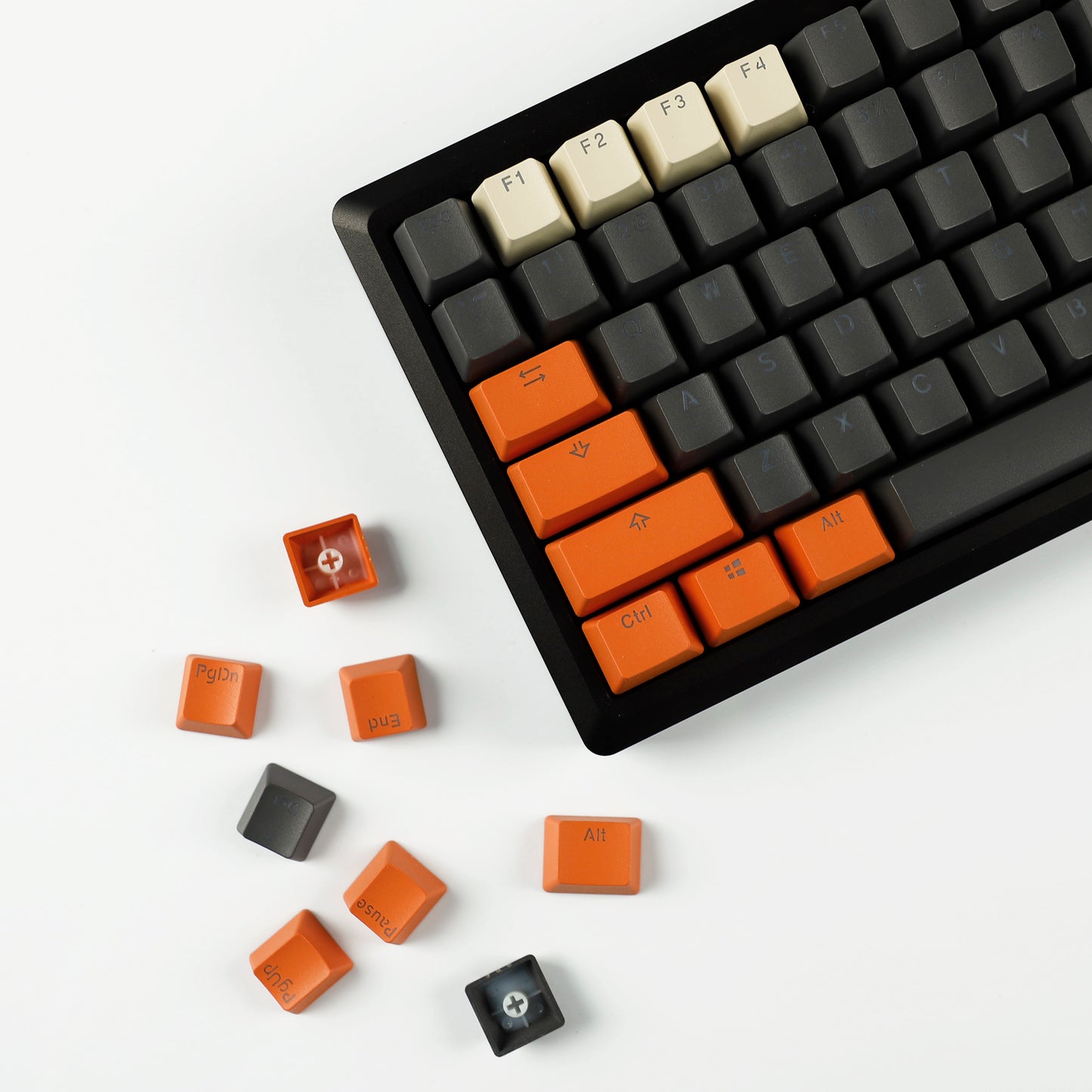 Carbon Miami PBT Double Shot Cherry Profile ANSI Backlit Keycaps for MX Mechanical Keyboard Melody 96 KBD75 68 61 87 104 Keychron(Only Keycap) (Carbon)