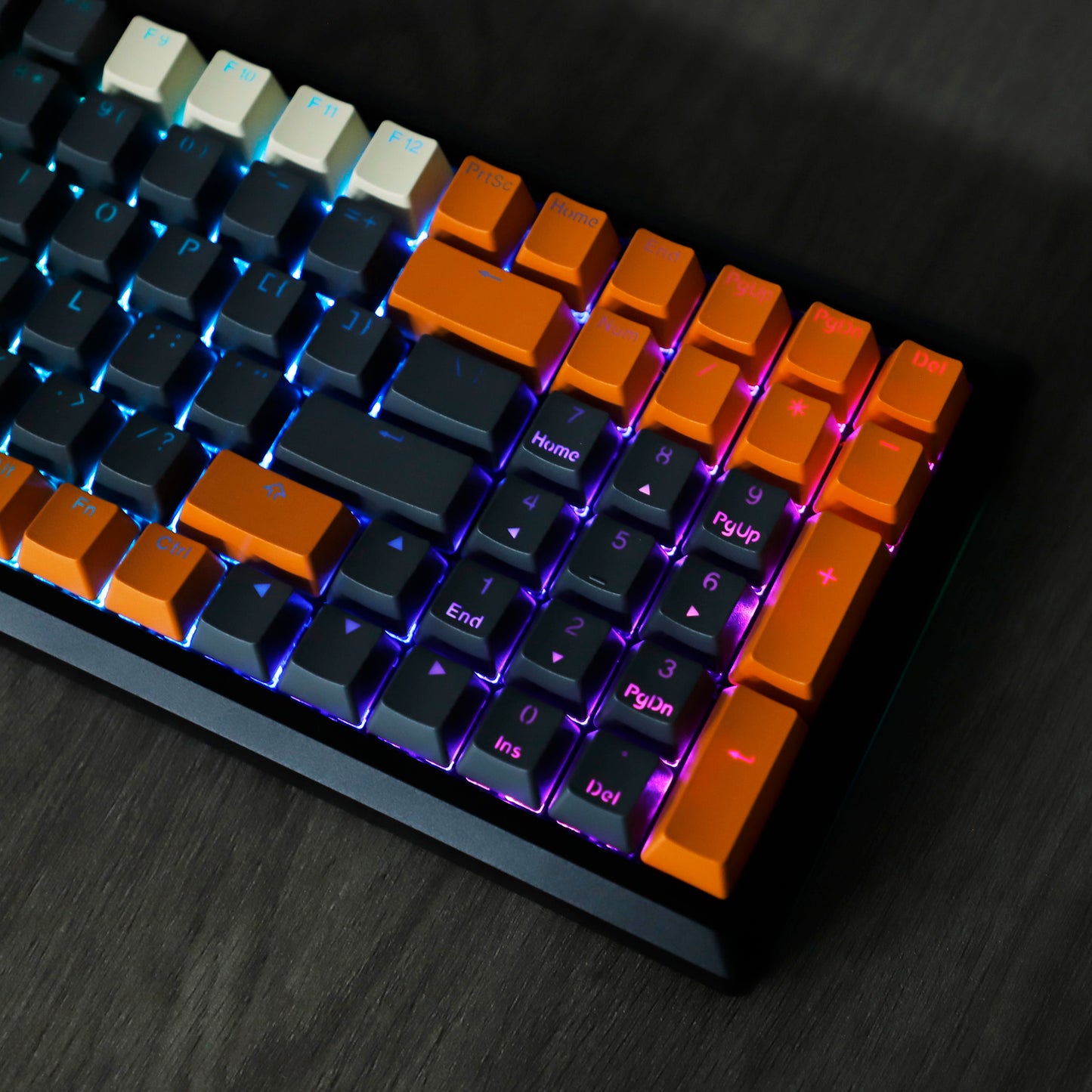 Carbon Miami PBT Double Shot Cherry Profile ANSI Backlit Keycaps for MX Mechanical Keyboard Melody 96 KBD75 68 61 87 104 Keychron(Only Keycap) (Carbon)
