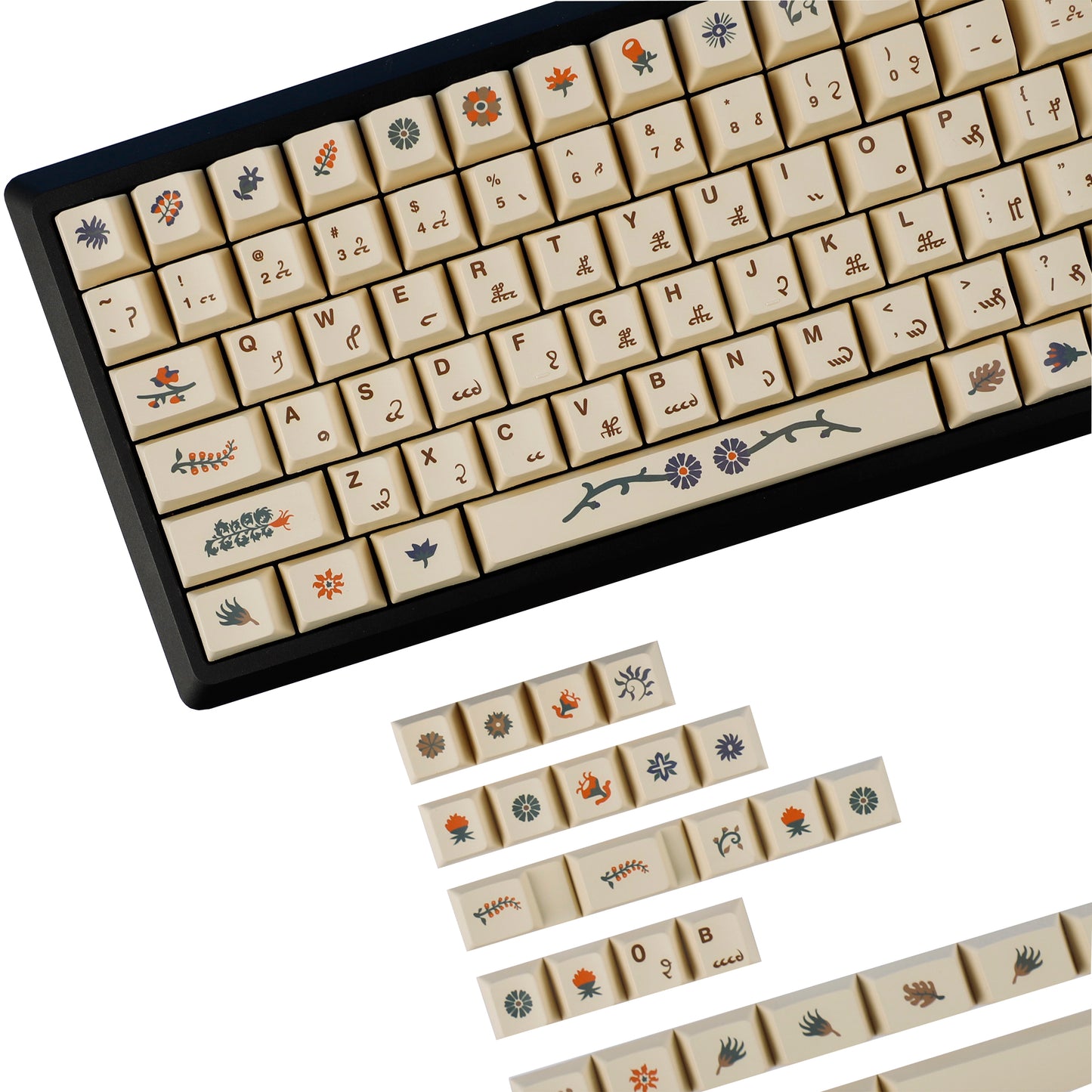 Manuscript Theme Keycaps 135 Keys PBT Dye Sublimation Top Print Cherry Profile Keycap For Mechanical keyboard