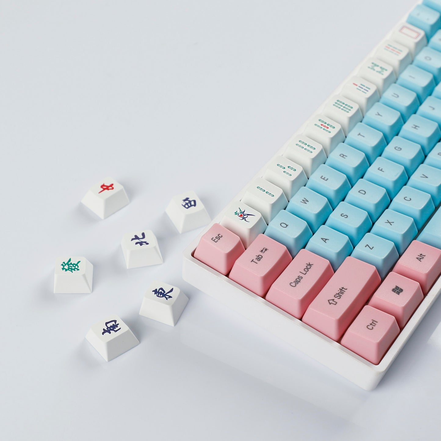 YMDK Mahjong Theme Personalized Keycaps Novel Creative PBT Key Cap Cherry Profile R4 Dye Sub KeyCap for MX Mechanical Keyboard