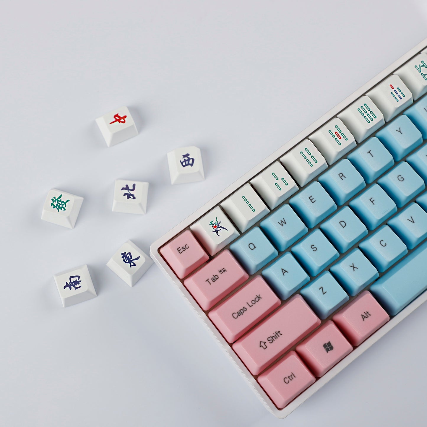 YMDK Mahjong Theme Personalized Keycaps Novel Creative PBT Key Cap Cherry Profile R4 Dye Sub KeyCap for MX Mechanical Keyboard