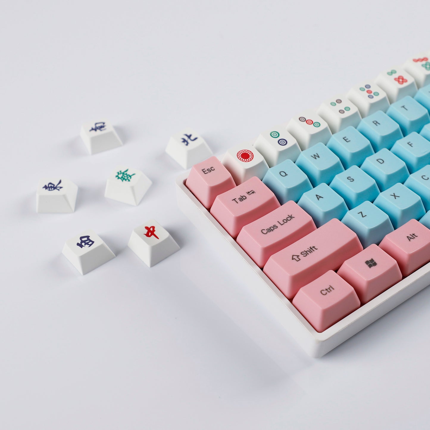 YMDK Mahjong Theme Personalized Keycaps Novel Creative PBT Key Cap Cherry Profile R4 Dye Sub KeyCap for MX Mechanical Keyboard