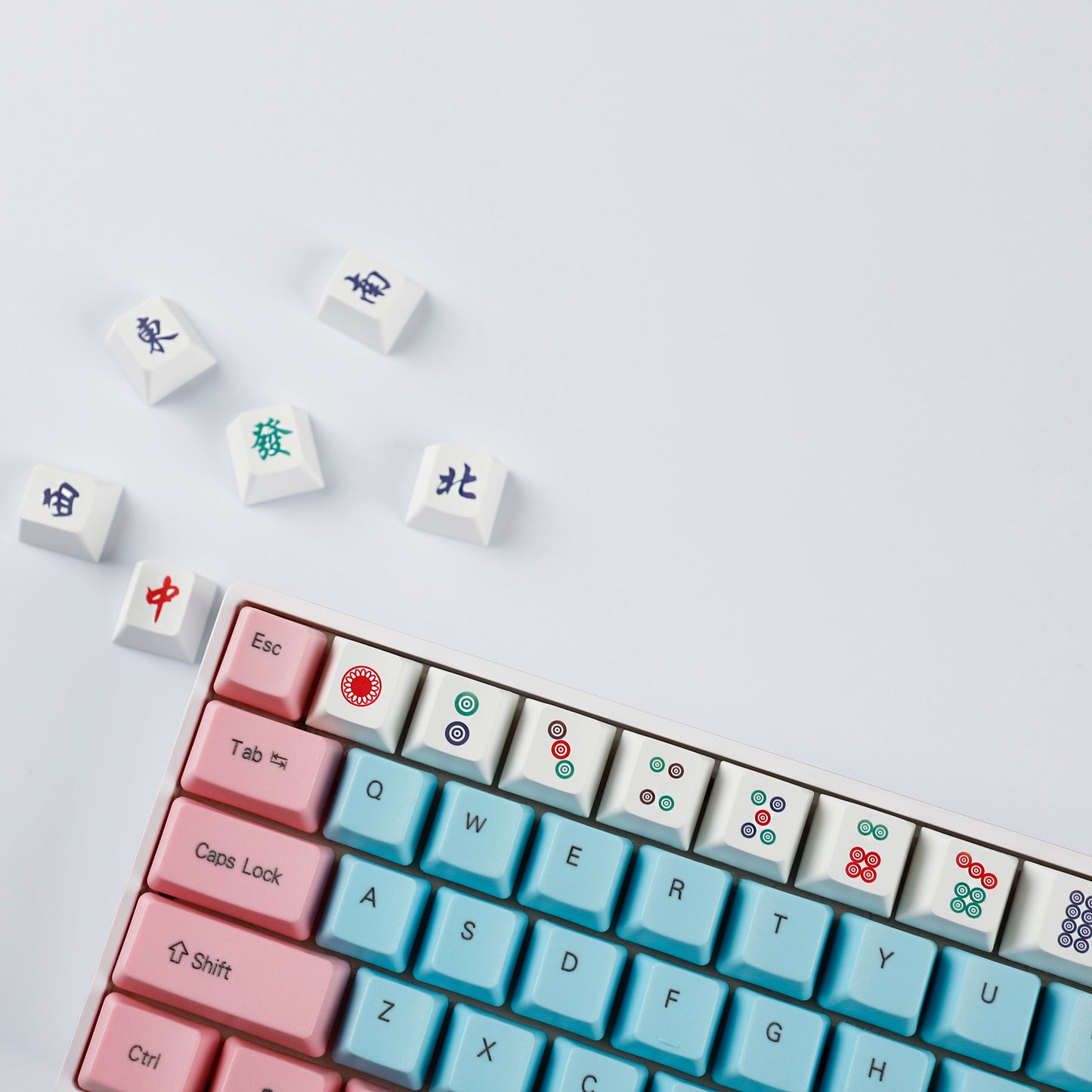 YMDK Mahjong Theme Personalized Keycaps Novel Creative PBT Key Cap Cherry Profile R4 Dye Sub KeyCap for MX Mechanical Keyboard