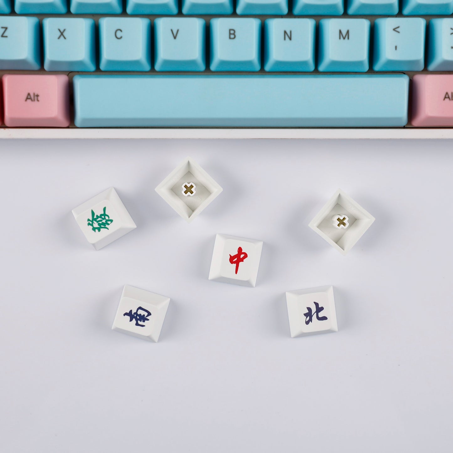 YMDK Mahjong Theme Personalized Keycaps Novel Creative PBT Key Cap Cherry Profile R4 Dye Sub KeyCap for MX Mechanical Keyboard