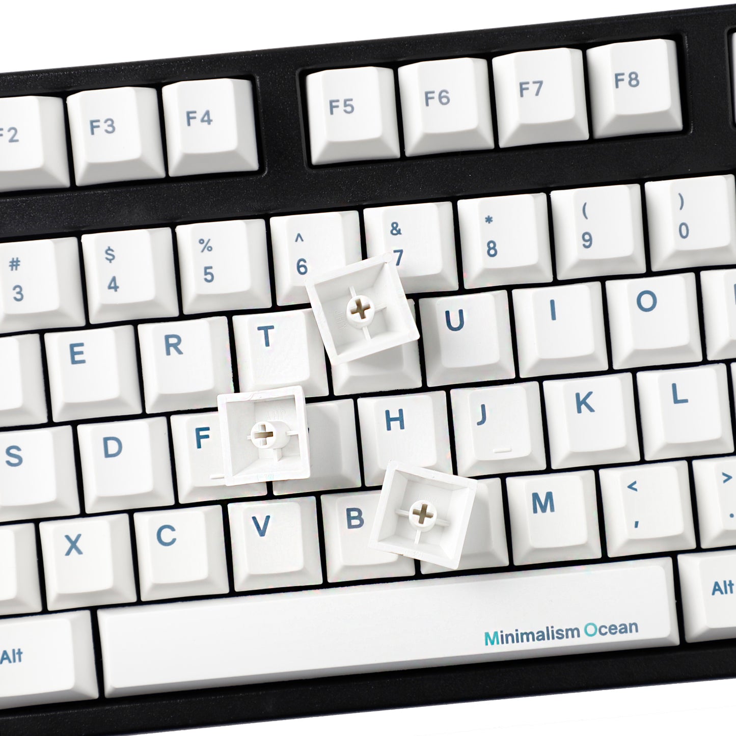 YMDK 131 Keys Minimalist Ocean Theme Keycaps Top Print PBT Dye Sub Cherry Profile Keycap for 75/87/98/104/108 MX Mechanical Keyboard