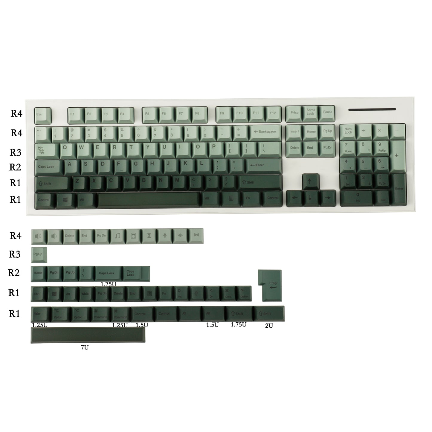 YMDK Cherry Profile Gradient Color Keycap( Dye Subbed Keycap Set Thick PBT)