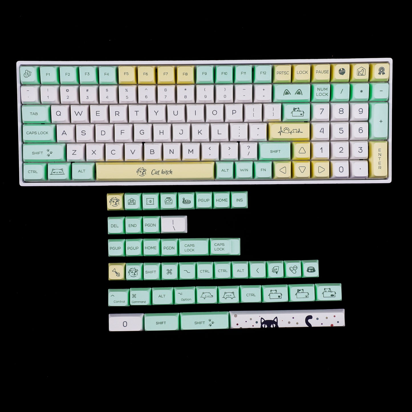 YMDK Peeking Cat 144 Keycaps(Dye SubMDA Profile 1.55mm)