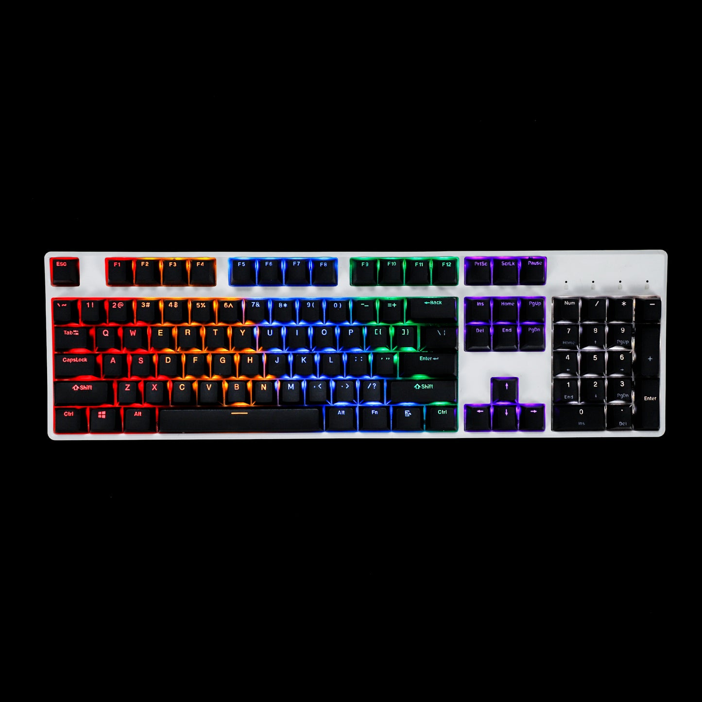 YMDK Black White Cherry Profile PBT Double Shot 104 108 Top Print Shine Through Translucent Backlit keycap