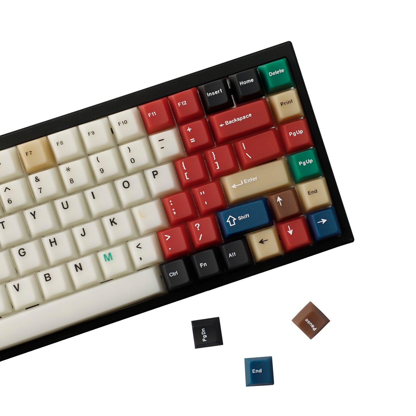 YMDK 102 Keys Cherry Profile Keycaps – Retro Fog Light Soft Jade Theme | PC Top Print, Compatible with 61/64/68/84/87 MX Mechanical Keyboards