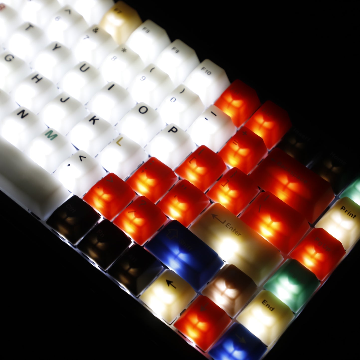 YMDK 102 Keys Cherry Profile Keycaps – Retro Fog Light Soft Jade Theme | PC Top Print, Compatible with 61/64/68/84/87 MX Mechanical Keyboards