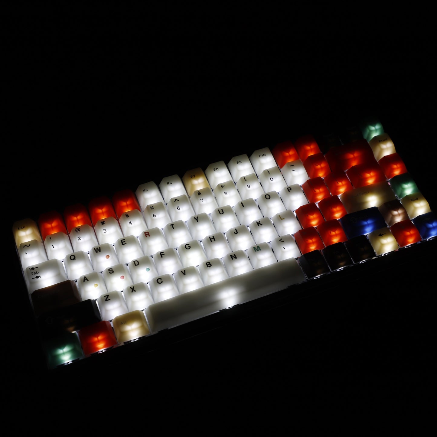 YMDK 102 Keys Cherry Profile Keycaps – Retro Fog Light Soft Jade Theme | PC Top Print, Compatible with 61/64/68/84/87 MX Mechanical Keyboards