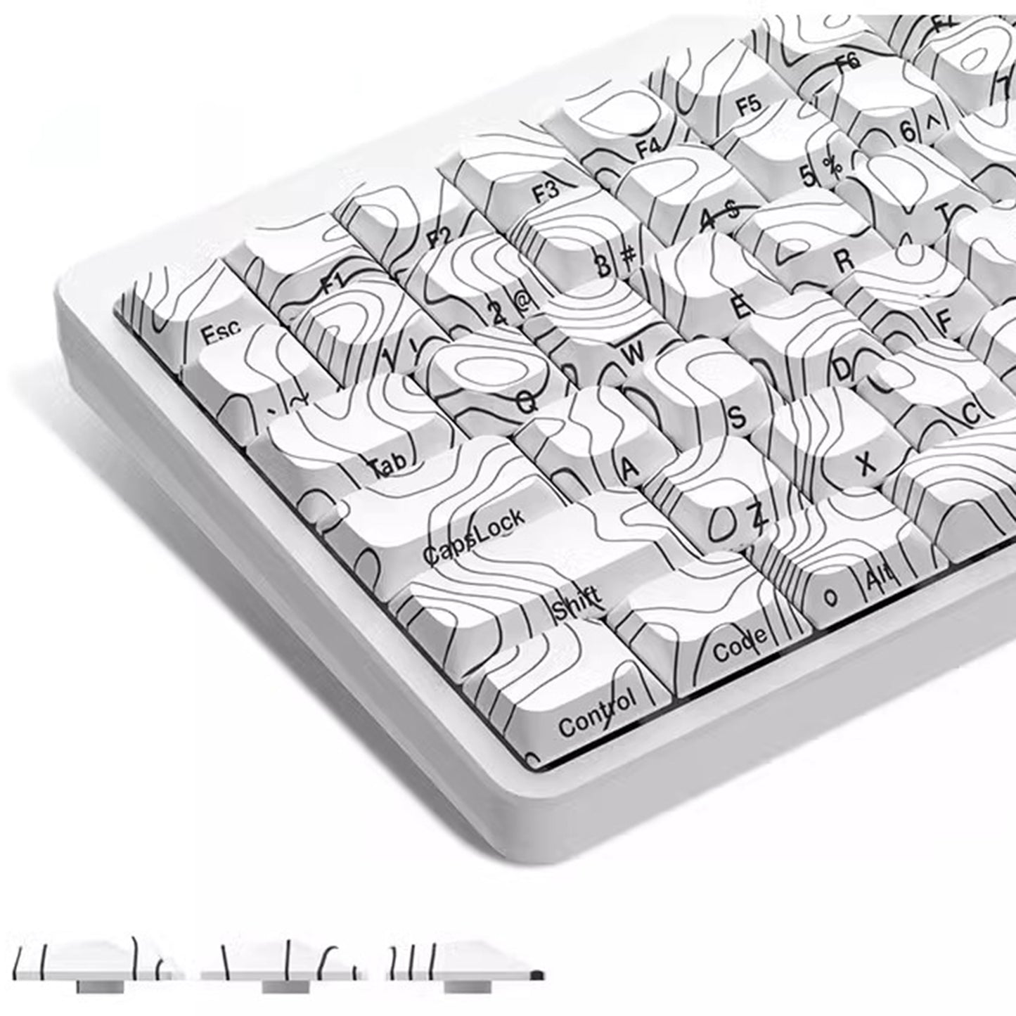 YMDK 131 Blcak Contour Lines Low Profile PBT Double Shot Keycaps for MX Mechanical Keyboards