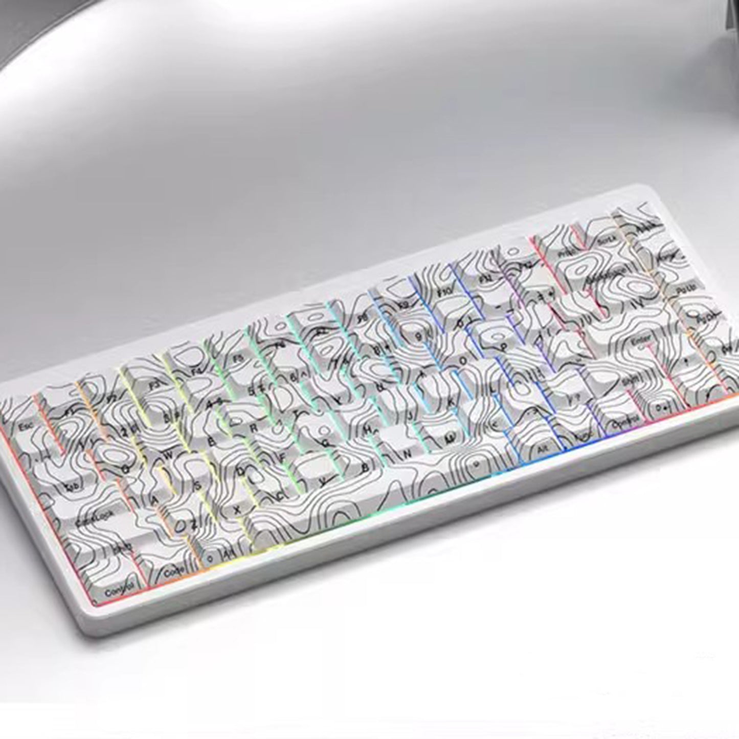YMDK 131 Blcak Contour Lines Low Profile PBT Double Shot Keycaps for MX Mechanical Keyboards