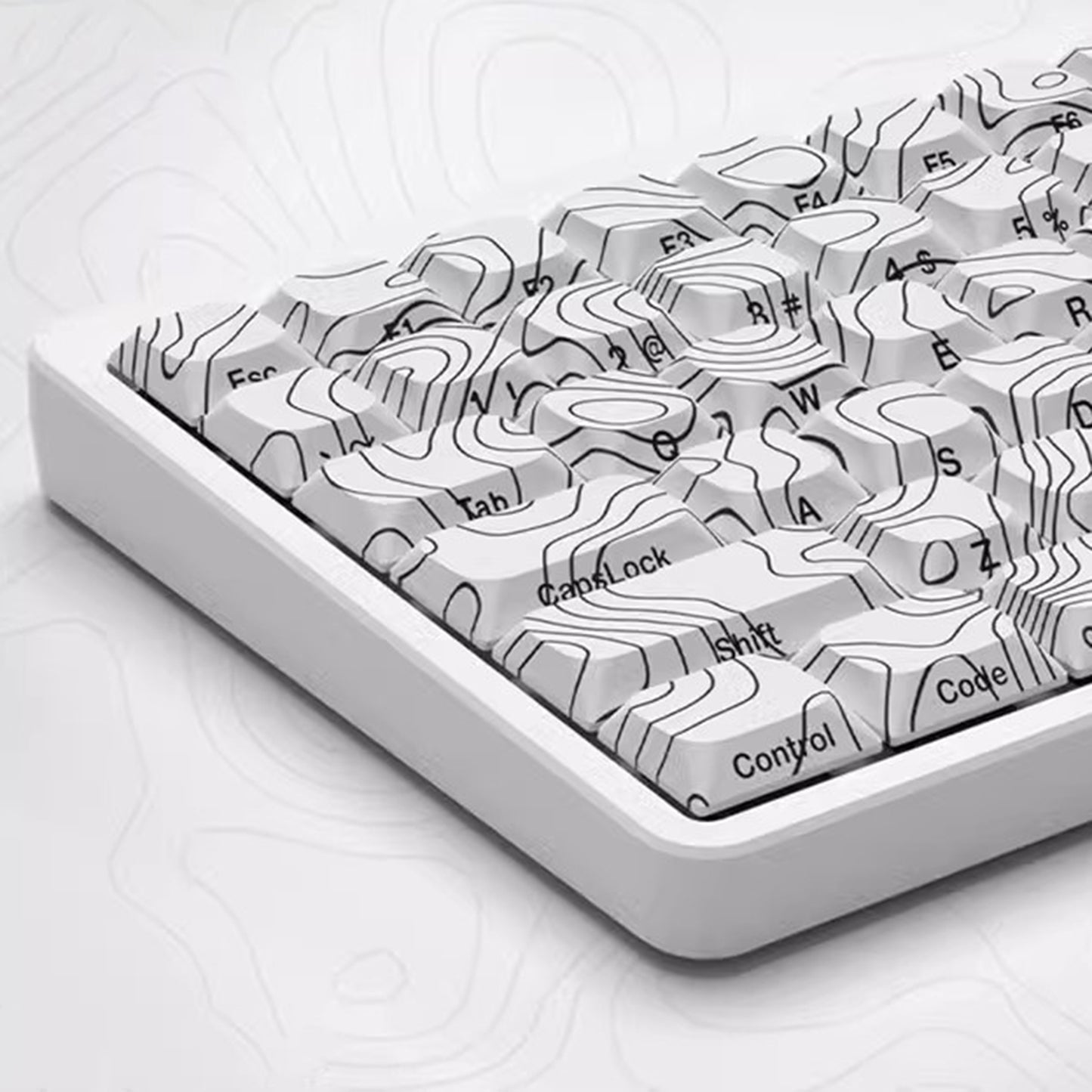 YMDK 131 Blcak Contour Lines Low Profile PBT Double Shot Keycaps for MX Mechanical Keyboards