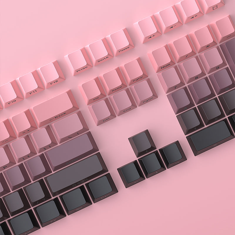 YMDK Gradient Keycaps Side-lit Thick PBT Keycap Shine Through OEM Profile Dye Sub 134 Key Set OEM Profile Double Shot Custom Key Cap for MX Mechanical Keyboards