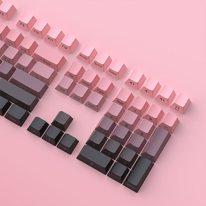 YMDK Gradient Keycaps Side-lit Thick PBT Keycap Shine Through OEM Profile Dye Sub 134 Key Set OEM Profile Double Shot Custom Key Cap for MX Mechanical Keyboards