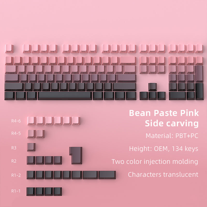 YMDK Gradient Keycaps Side-lit Thick PBT Keycap Shine Through OEM Profile Dye Sub 134 Key Set OEM Profile Double Shot Custom Key Cap for MX Mechanical Keyboards