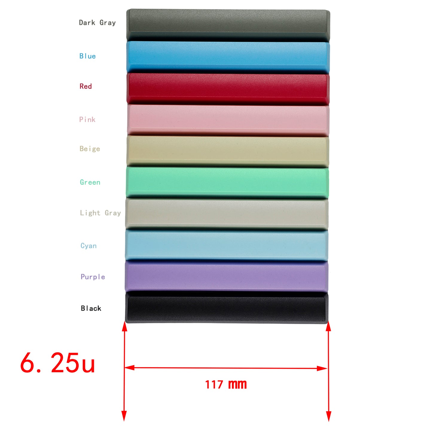 YMDK OEM 6.25U Thick PBT Blank Additional Keycap Supplement Keycap Special Keycap Key Cap 6.25u Spacebar