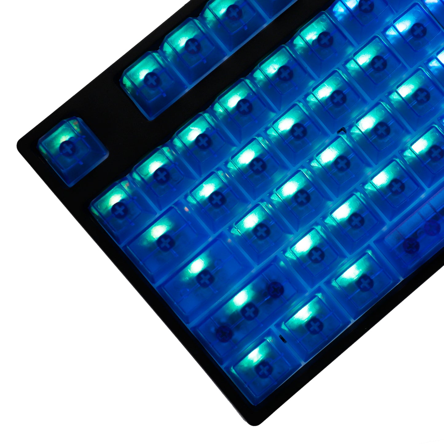 YMDK Transparent Clear/Black/Blue Blank 112 Keycaps(ABS OEM Profile 1.2mm)