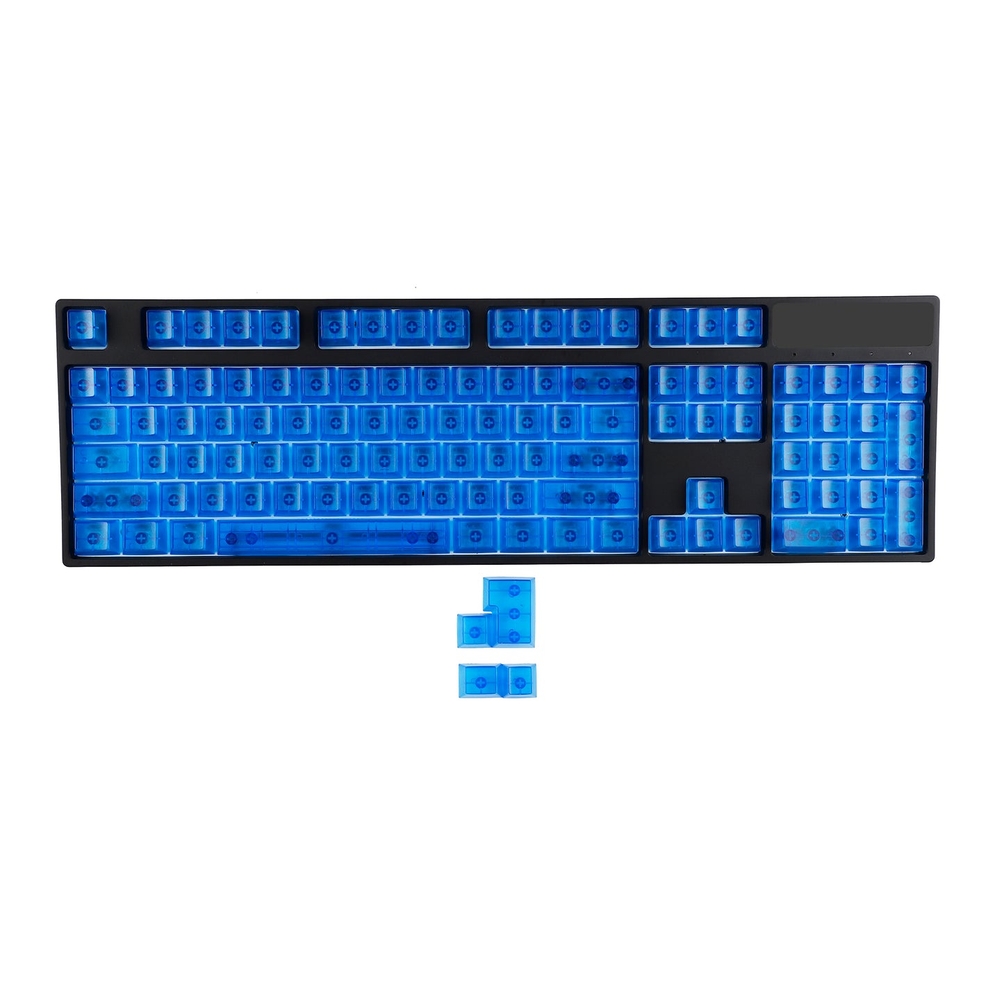 YMDK Transparent Clear/Black/Blue Blank 112 Keycaps(ABS OEM Profile 1.2mm)