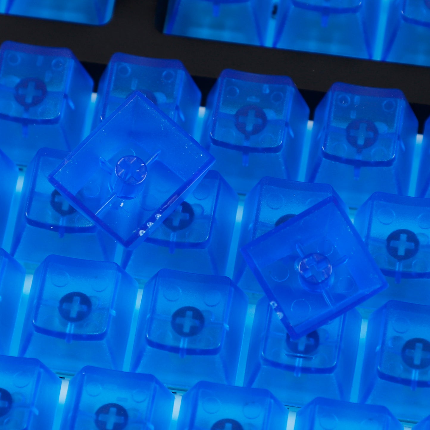 YMDK Transparent Clear/Black/Blue Blank 112 Keycaps(ABS OEM Profile 1.2mm)