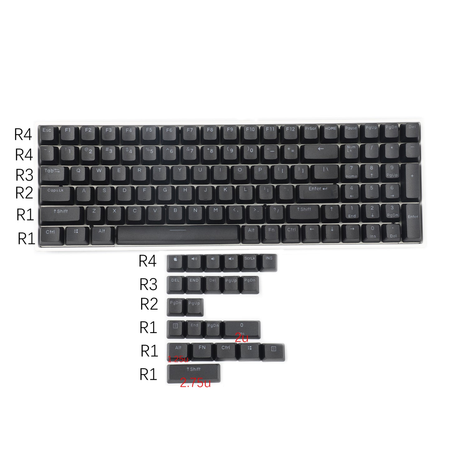 Wholesale Keycaps——YMDK OEM Profile 122 Top Backlit Keycap(20 pcs)