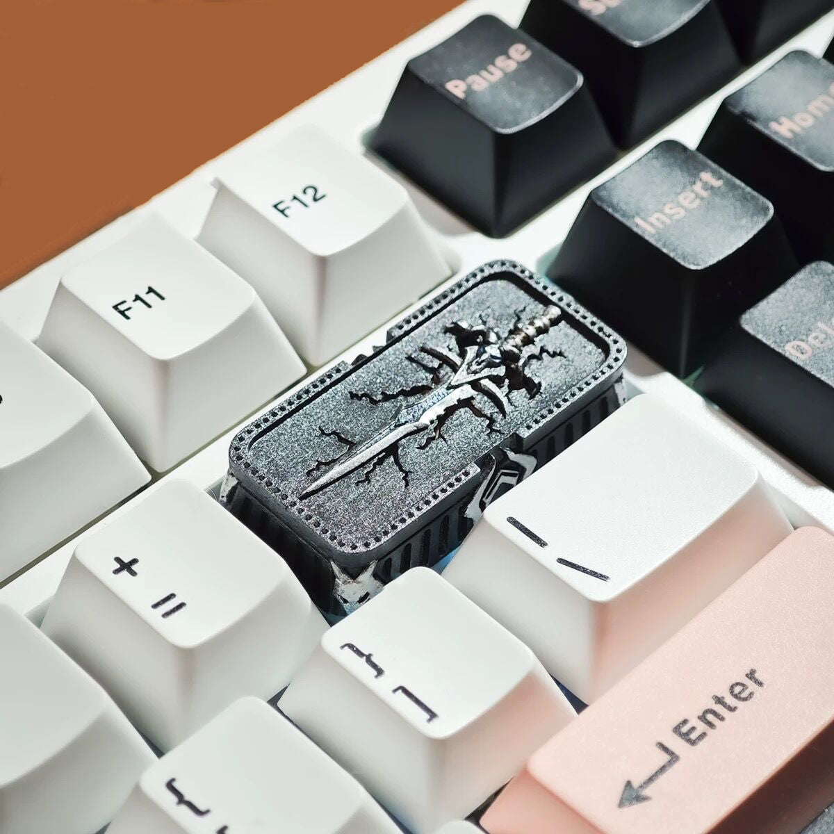 YMDK Cracked Sword Theme Personalized Keycap Backspace or Number Enter Key Translucent Resin for Mechanical Keyboard
