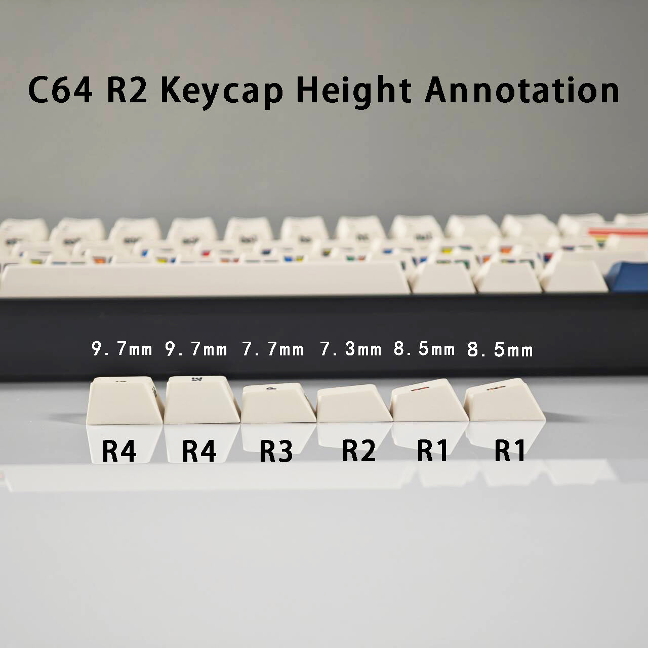 YMDK C64 R2 R3 Commodore Theme 153 keycaps Retro Full Set PBT Keycap for Mechanical Keyboard (Cherry profile Dye sub)