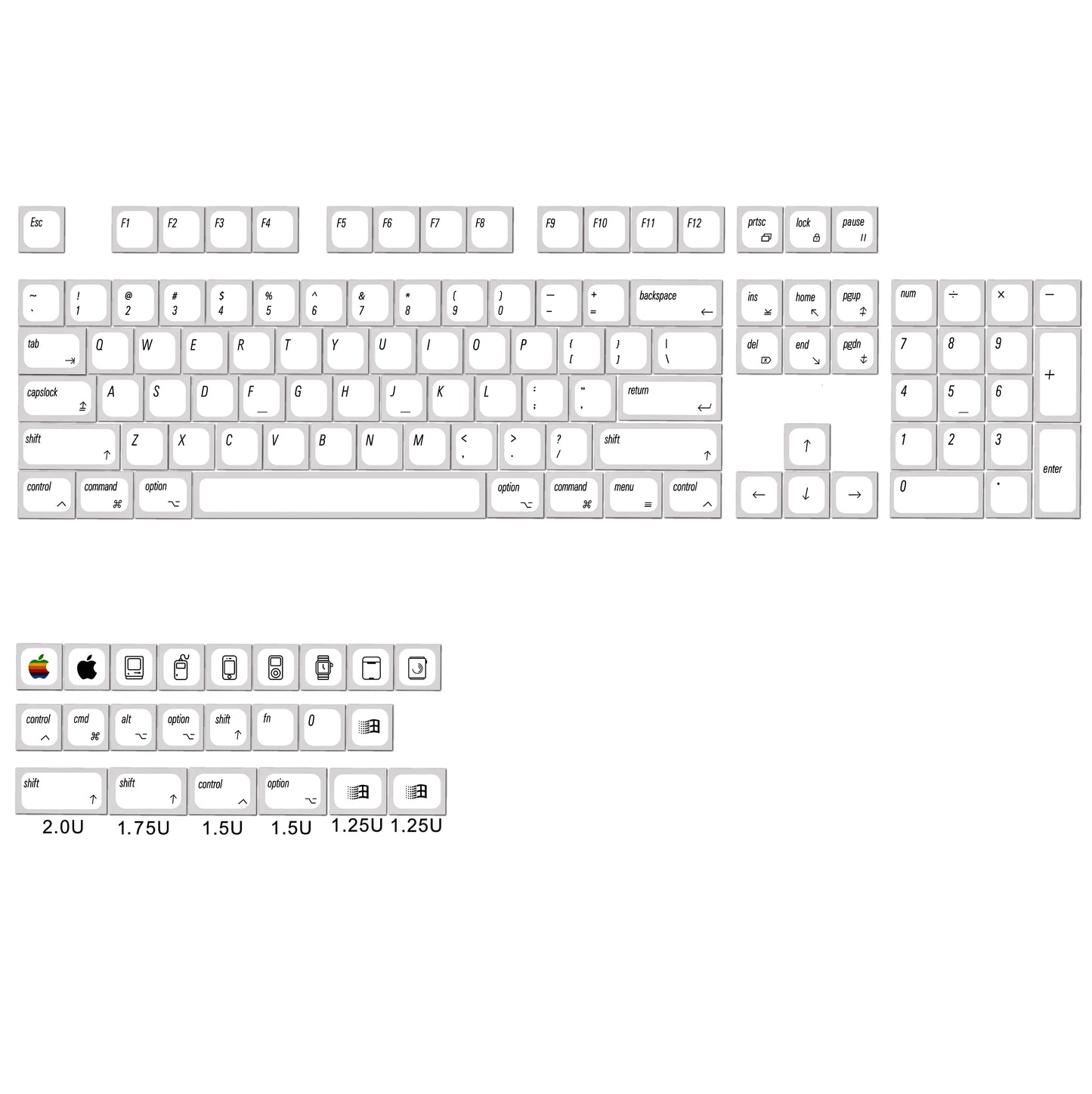 YMDK 127 Ultra-slim Mac Style Mx Low Profile Dye Sub PBT Keycaps For Mx 61 64 68 75 84 87 96 108 Layout Mechanical Keyboard