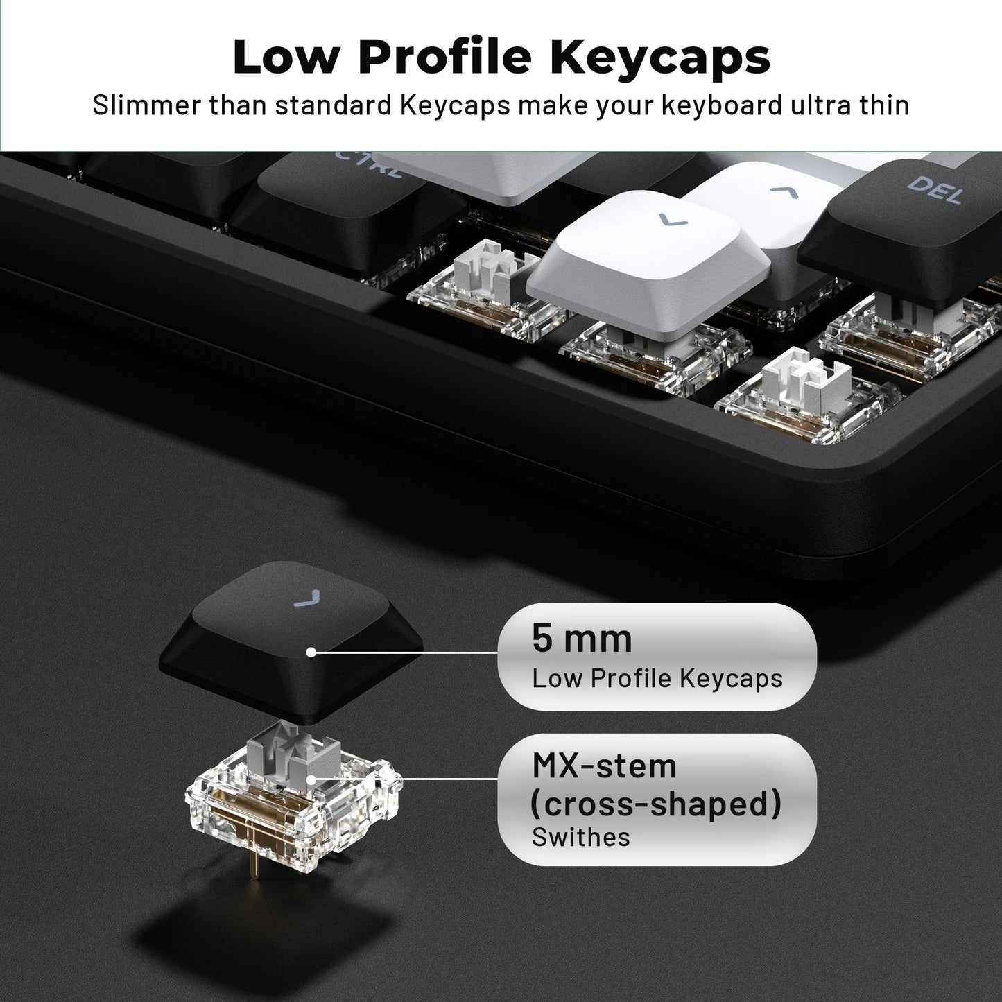 YMDK Ultra-slim Low Profile Keycaps 127 Keys Dye-Sub JWA Profile Backlit Shine Through Keycap for nuphy keychron 61/68/87/98/104/108 MX Ultra-Slim Keyboard