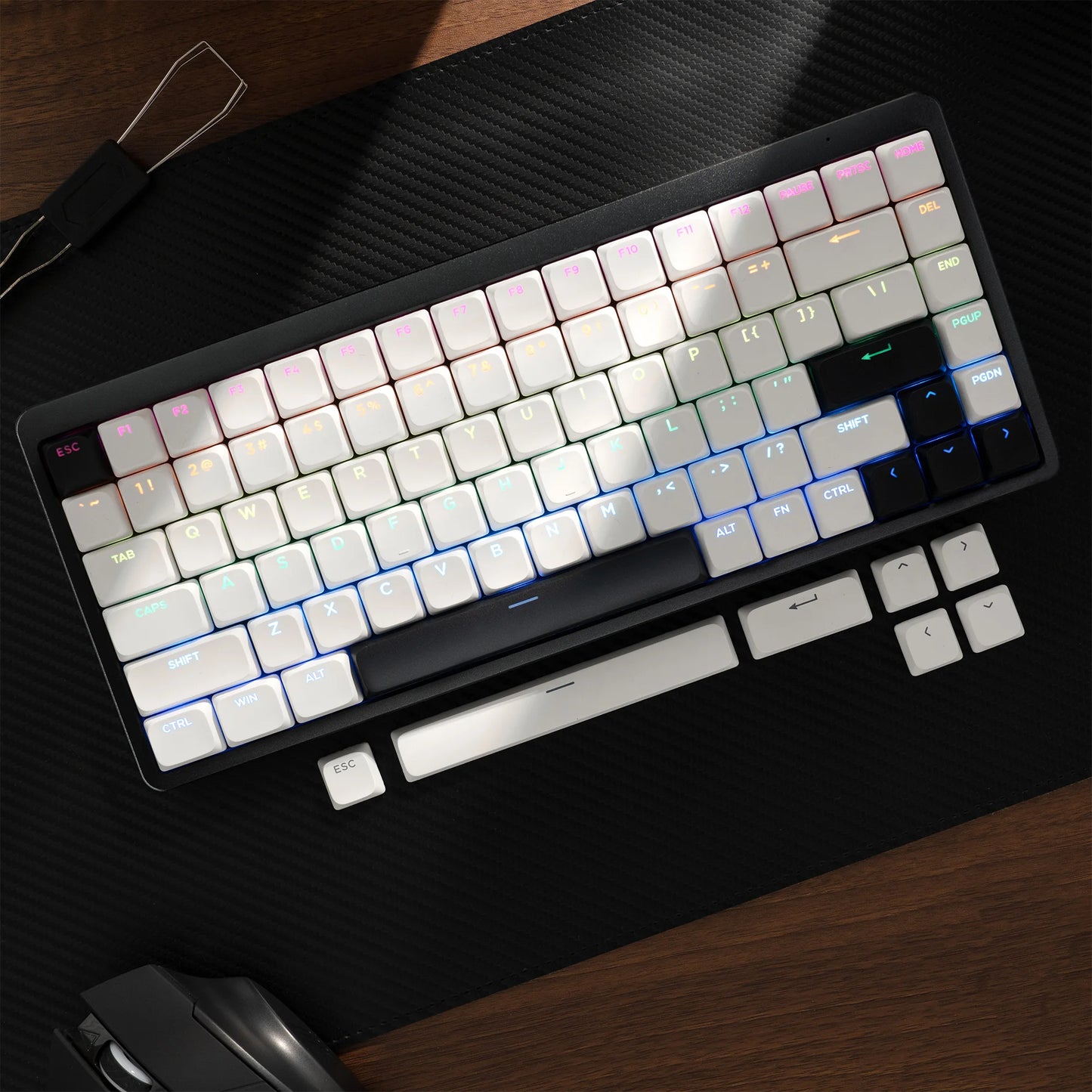 YMDK Ultra-slim Low Profile Keycaps 127 Keys Dye-Sub JWA Profile Backlit Shine Through Keycap for nuphy keychron 61/68/87/98/104/108 MX Ultra-Slim Keyboard